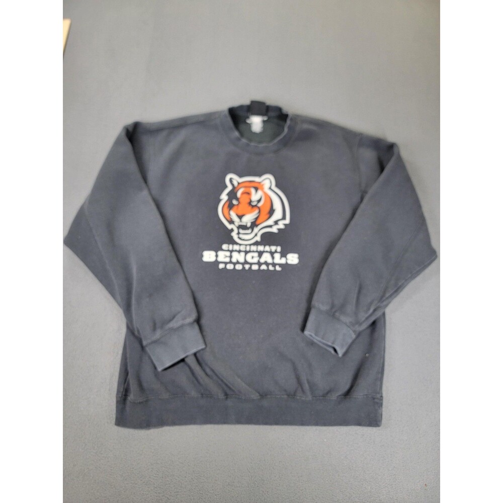 Cincinnati Bengals Sweater Mens Large Black NFL Football Crewneck Fleece Y2K VTG